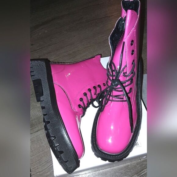 Neon combat boots sz 8 - Picture 9 of 14